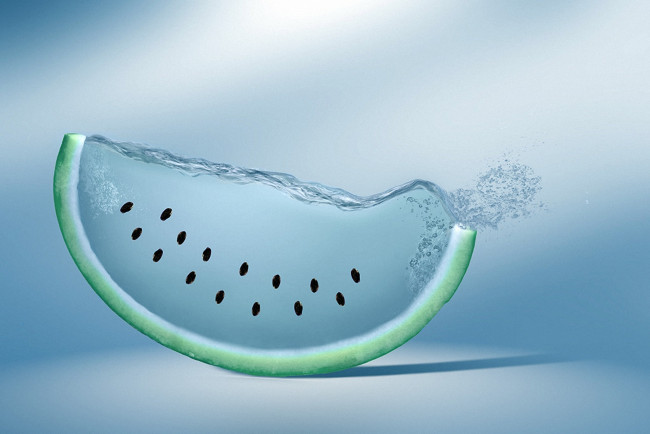 Обои картинки фото разное, компьютерный дизайн, вода, watermelon, семечки, креатив, арбуз