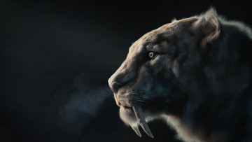 Картинка 3д+графика животные+ animals sabertooth зверь клыки арт хищник