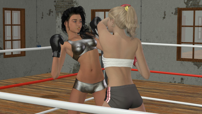 Обои картинки фото 3д графика, спорт , sport, фон, взгляд, девушки, ринг, бокс