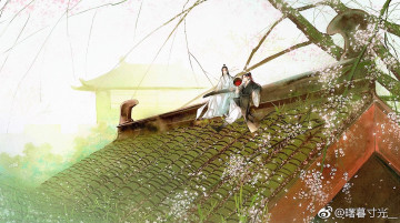 Картинка аниме mo+dao+zu+shi вэй усянь лань ванцзы кувшин гуцинь крыша весна