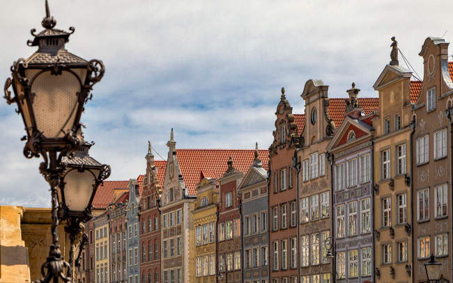 Обои картинки фото города, гданьск , польша, фонарь, здания