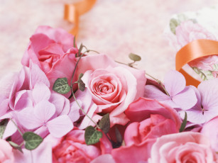 Картинка цветы разные вместе розы гортензия