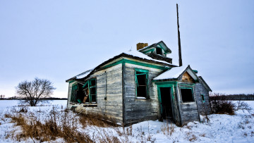 Картинка разное развалины руины металлолом дом зима