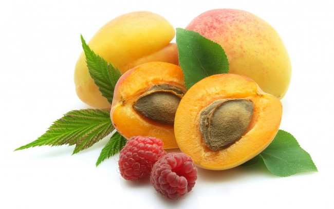 Обои картинки фото еда, фрукты, ягоды, абрикос, малины