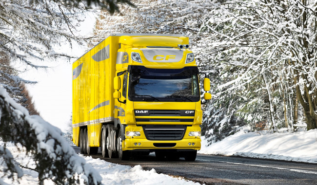 Обои картинки фото автомобили, daf, cf, truck, зима, снег, дорога