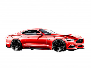 Картинка автомобили рисованные ford красный
