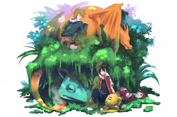 Картинка аниме pokemon пикачу покемоны арт парни эш растения чаризард