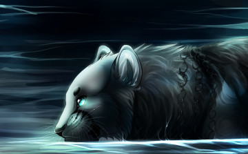 Картинка рисованные животные зверь ночь вода
