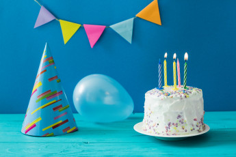 обоя праздничные, день рождения, торт, свечи, шары, день, рождение, праздник