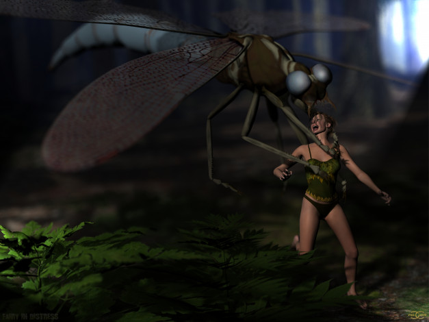 Обои картинки фото 3д графика, фантазия , fantasy, насекомое, фон, девушка, взгляд