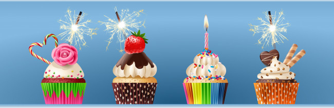 Обои картинки фото векторная графика, еда , food, сладость, праздник, свечи, пирожные
