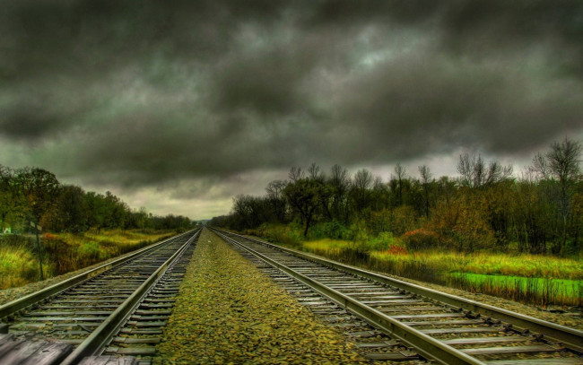 Обои картинки фото разное, транспортные средства и магистрали, дорога, мрак, облака, железная