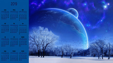 Картинка календари компьютерный+дизайн зима планета снег деревья