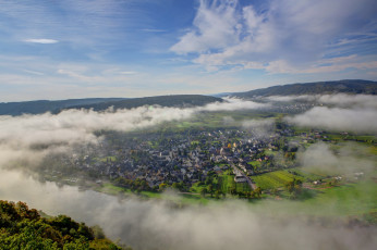 обоя германия, целль, города, панорамы, панорама, туман, дома