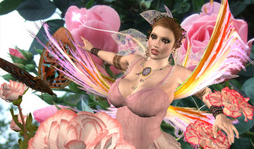 Картинка 3д графика fantasy фантазия цветы фея девушка