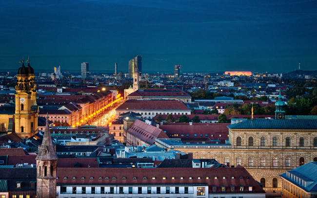 Обои картинки фото munich, bavaria, germany, города, панорамы, здания, крыши, германия, бавария, мюнхен