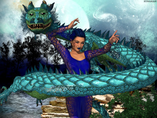 Картинка фэнтези девушки фон взгляд девушка дракон
