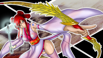 Картинка аниме fairy+tail девушка фон взгляд оружие erza scarlet