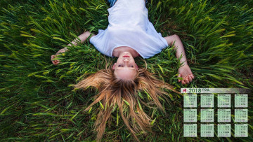 Картинка календари девушки отдых волосы трава