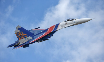 Картинка su-27+russian+knights авиация боевые+самолёты истребитель