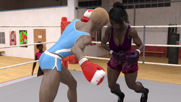 Картинка 3д+графика спорт+ sport девушки взгляд фон ринг бокс