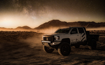 обоя 2018 gmc sierra 1500,  denali, автомобили, custom pick-up, тюнинг, внедорожник, вечер, пустыня, сша, американские