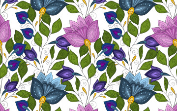 Картинка векторная+графика цветы+ flowers floral цветы текстура белый фон бутоны pattern seamless