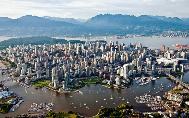 Обои картинки фото ванкувер, канада, города, ванкувер , панорама, мегаполис