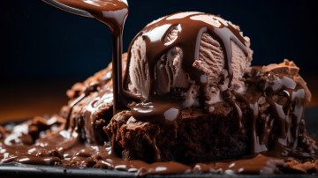 Картинка еда мороженое +десерты шоколадное сироп