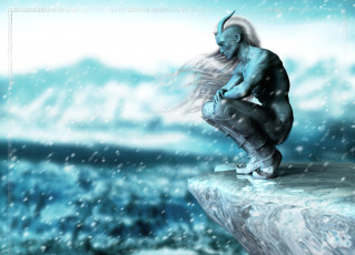 Картинка 3д+графика существа+ creatures лёд синий парень рога