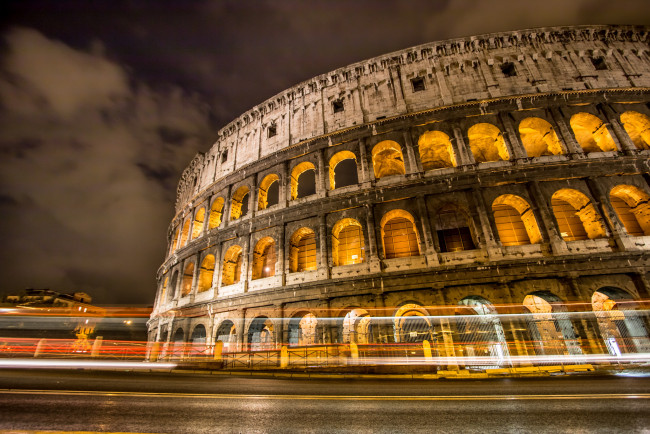 Обои картинки фото города, рим,  ватикан , италия, огни, колизей, ночь