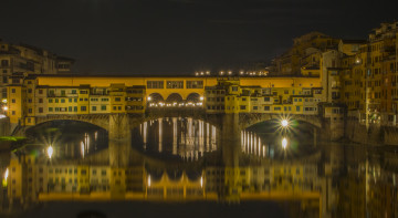 Картинка ponte+vecchio+bridge+florence города флоренция+ италия мост река огни ночь