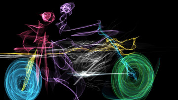 Картинка 3д+графика абстракция+ abstract motorcycle black background digital rendering colors colorful art people color wheel