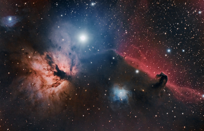 Обои картинки фото flame & horsehead nebula, космос, галактики, туманности, туманность, пространство