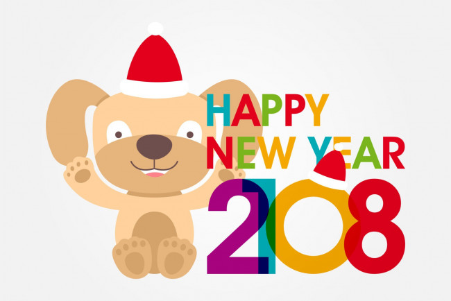 Обои картинки фото праздничные, векторная графика , новый год, новый, год, 2018, собака