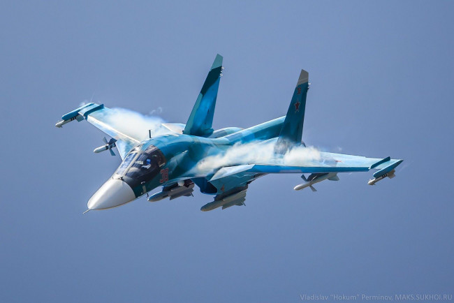 Обои картинки фото су-34, авиация, боевые самолёты, ввс, россия, боевые, самолеты, сухой