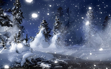 Картинка 3д+графика природа+ nature деревья снег зима