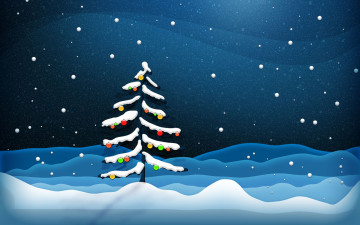 Картинка праздничные -+разное+ новый+год ёлка шарики снег лес
