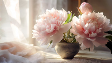 Картинка цветы пионы розовые макро