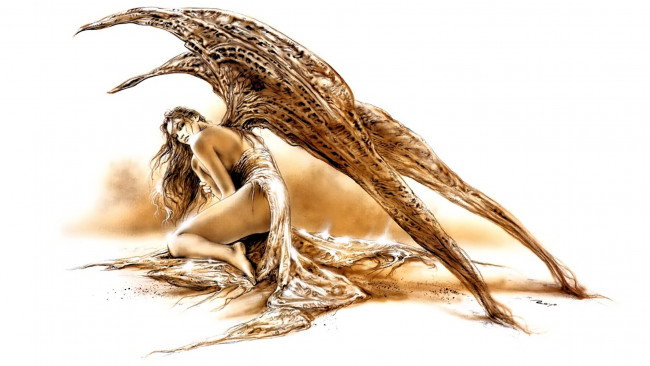 Обои картинки фото фэнтези, _luis royo, девушка, ангел, крылья