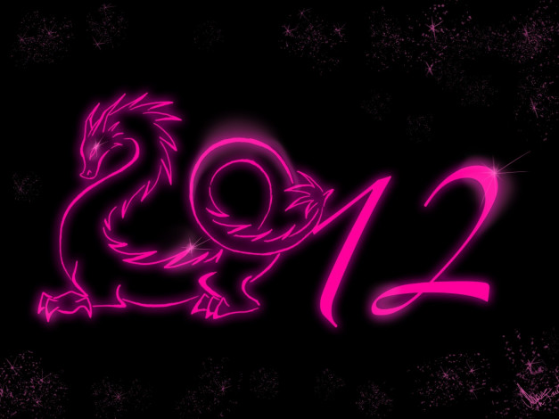 Обои картинки фото праздничные, векторная, графика, новый, год, дракон, фиолетовый, дракона, 2012