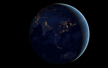 Картинка азия австралия космос земля огни континенты планета ночь