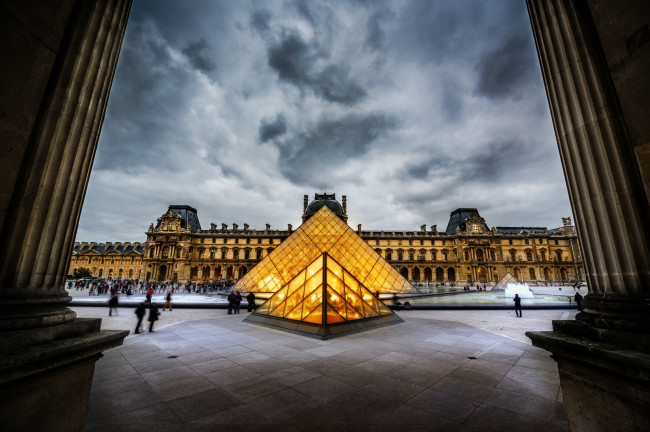 Обои картинки фото louvre, palace, paris, france, города, париж, франция, лувр, дворец, пирамиды