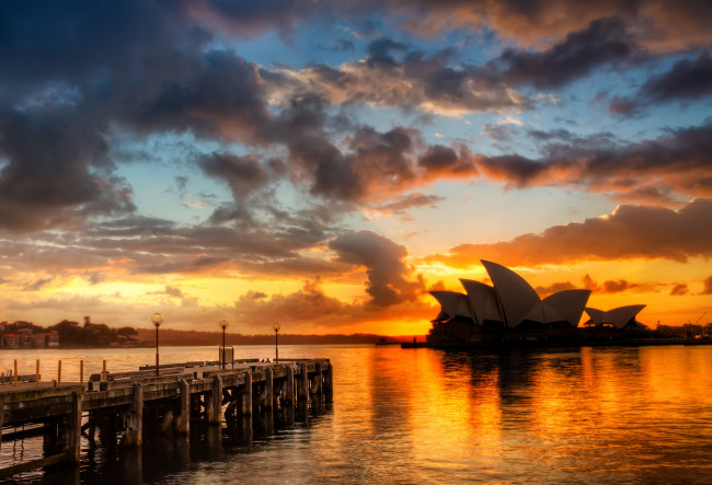 Обои картинки фото города, сидней, австралия, солнце, закат, вечер