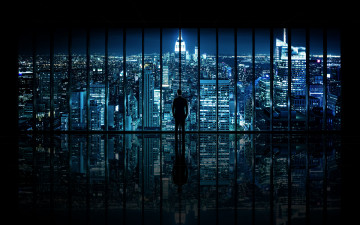 Картинка разное компьютерный+дизайн ночной город нью-йорк человек new york city панорама окно