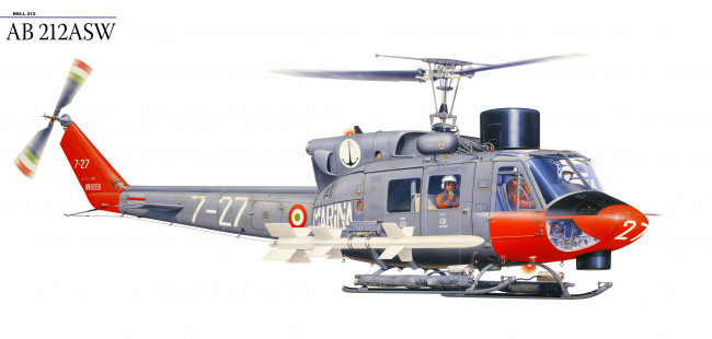 Обои картинки фото авиация, 3д, рисованые, v-graphic, многоцелевой, asw, 212, bell, ab, вертолет
