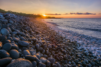 Картинка природа побережье закат море берег камни пляж