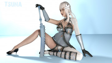 Картинка 3д+графика фантазия+ fantasy меч девушка фон униформа