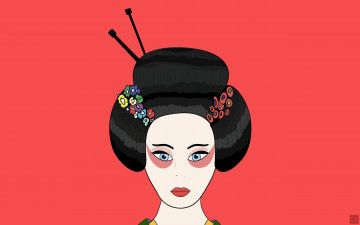 Картинка векторная+графика девушки+ girls лицо гейша японка