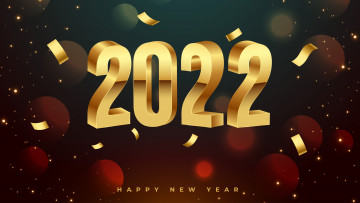 Картинка праздничные 3д+графика+ новый+год с новым 2022 годом конфетти серпантин золото